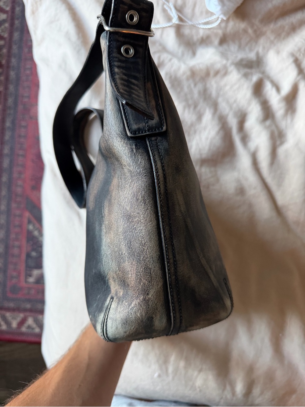 Vintage COACH #9186 Small Duffle Sac Black Leather Distressed Loved Leather - Picture 3 of 9